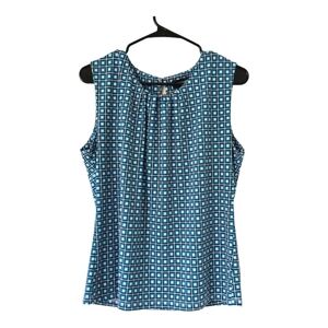 Grayson women's sleveless top in size Large, color blue, black and white.